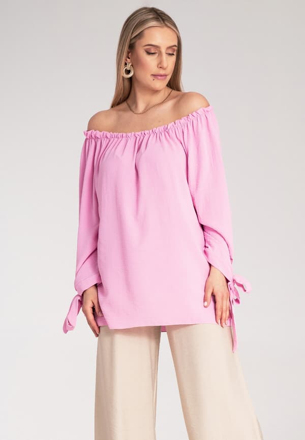 Spansk bluse - langærmet boho-bluse - rosa - universal størrelse