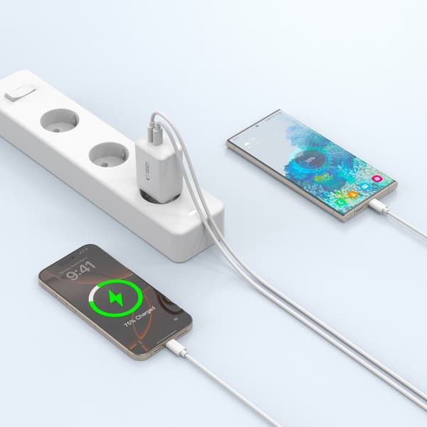 Netoplader NC45W-GAN 2x USB-C 45W - hvid