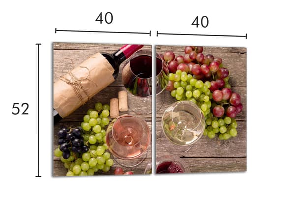 Lasinen suojalevy liedelle 2x40x52 Wine