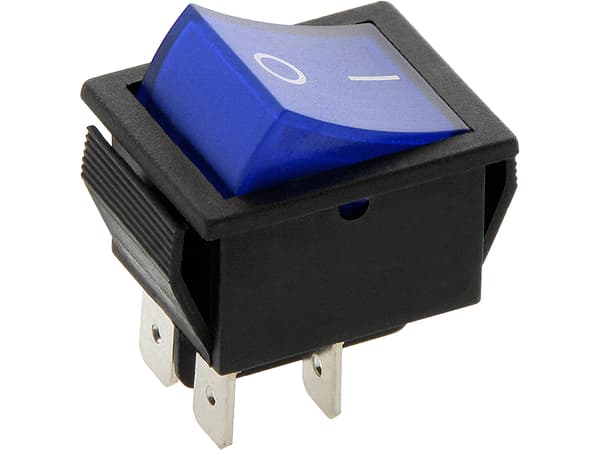 Stor, oplyst, blå afbryder, 230V AC, 15A