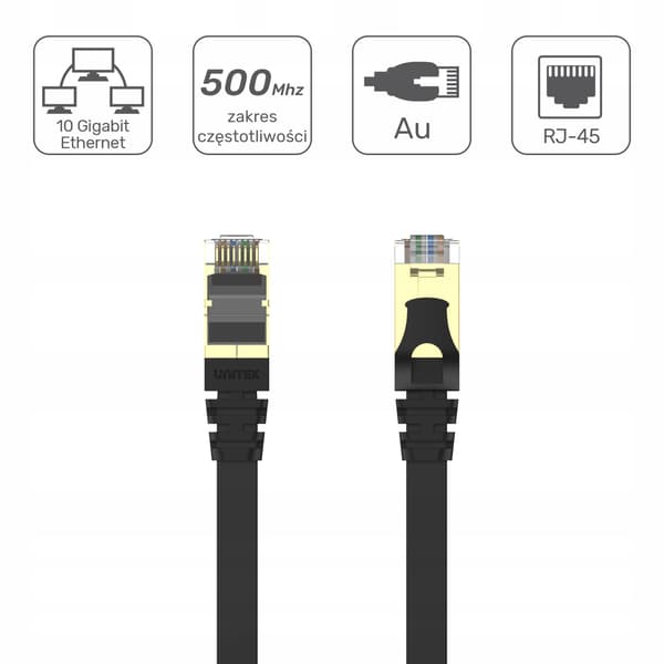 Kytkentäkaapeli UNITEK C1897BK-5M litteä Ethernet Cat.7, 5m