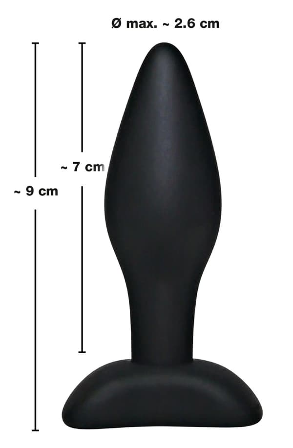 Silikon Analplugg Liten 9cm Svart Sammet