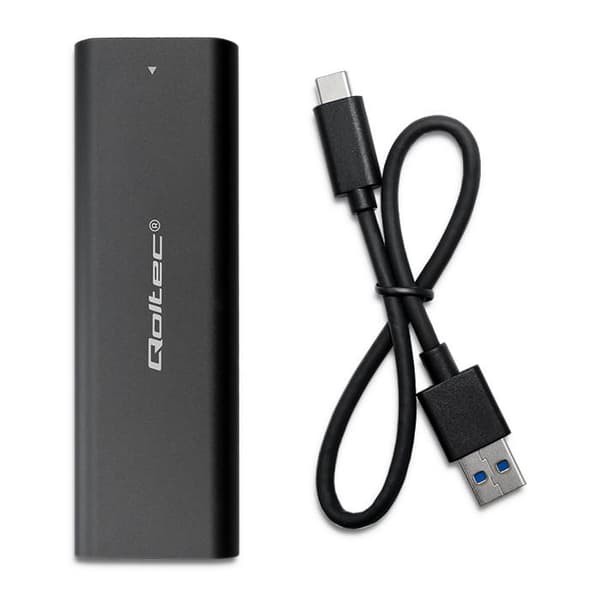 Qoltec-hölje/kortplats för M.2 SSD-diskar | NVME | PCI-E | USB typ C