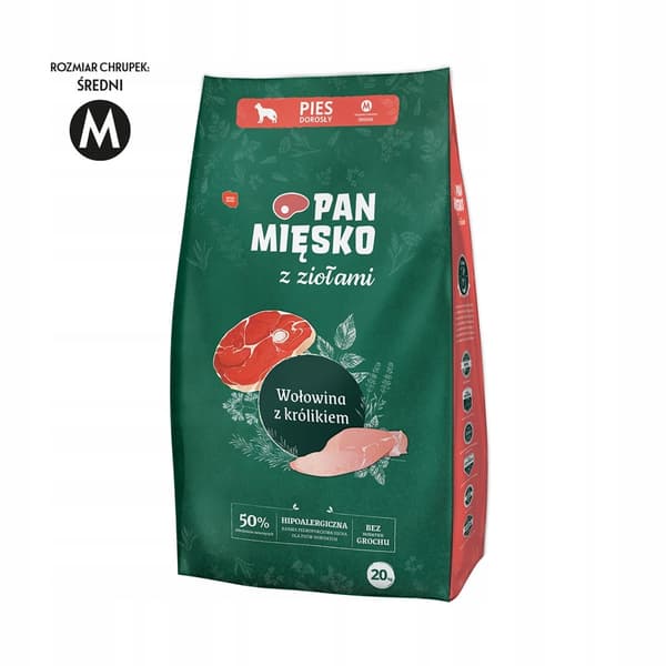 Mr. Meat with Herbs tørfoder til hunde BEEF RABBIT mellemstore racer 20 kg
