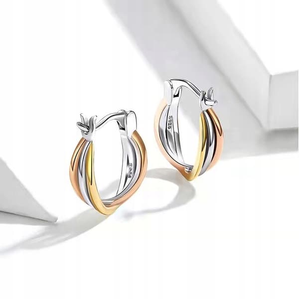Sølv Hoop Øreringe, Guld Trinity Sølv S925