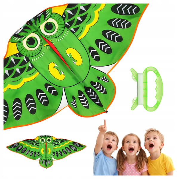 Kite Bird enormt grön uggla himmelseventyr 140 cm