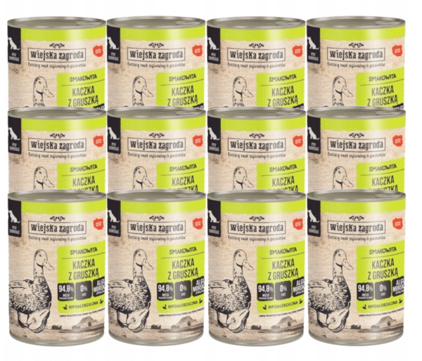 Wiejska Zagroda Blöt hundfoder Anka med päron 12x400g