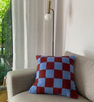 Kudde Chess Burgunder blå