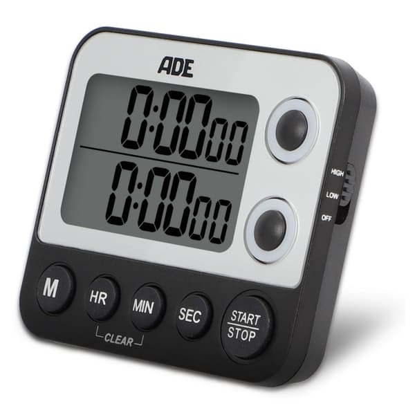 ADE Køkken elektronisk timer, 2 målinger, op til 99 timer, 9×2×8 cm, sort