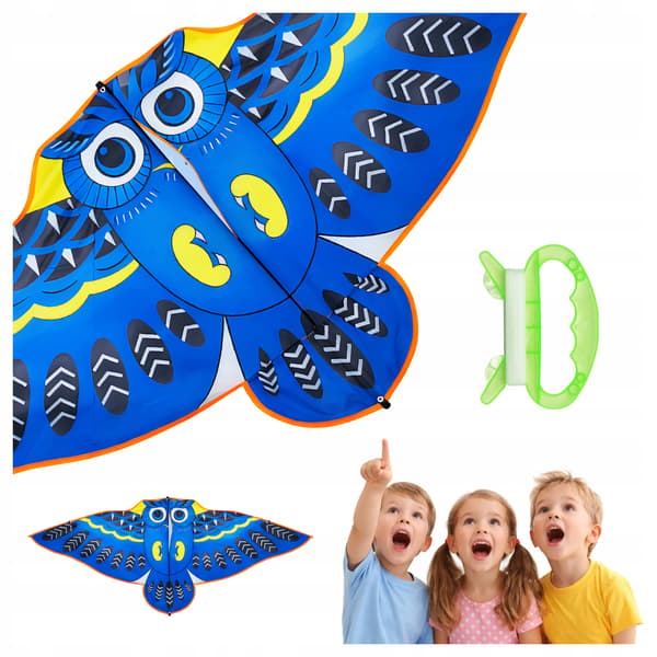 KITE BIRD gigantisk blå uggla himmelseventyr 140 cm