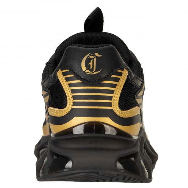 JUST CAVALLI herresneakers i læder SORT / GULD - Størrelse: 41