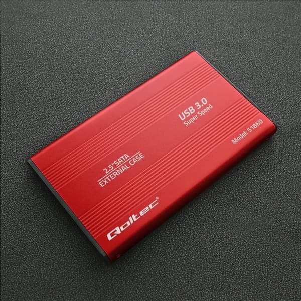 Qoltec-kabinet til HDD/SSD 2,5" SATA3 | USB 3.0 | Rød