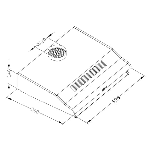 Emhætte til underskab - 60 cm absorbent Berdsen BE-10-A INOX