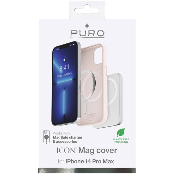 iPhone 14 Pro Max Icon Mag MagSafe Silikone Etui - Lyserød