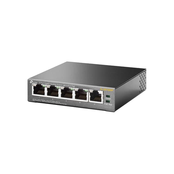 TP-Link TL-SG1005P Netværksswitch, 5 porte, PoE, Sort