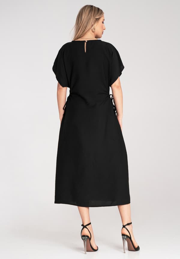 Løs elegant midikjole - sort, universal størrelse M1183
