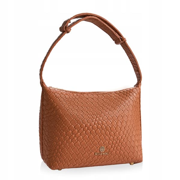BTJ-25 COGNAC MILEY Vävd texturerad väska