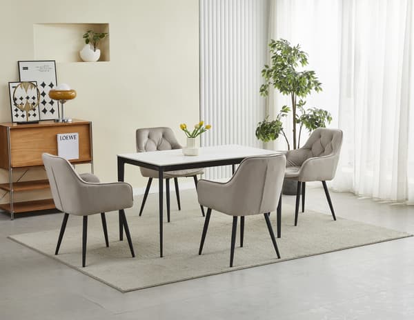 JORK stol - mørk beige velour / sorte ben x 2