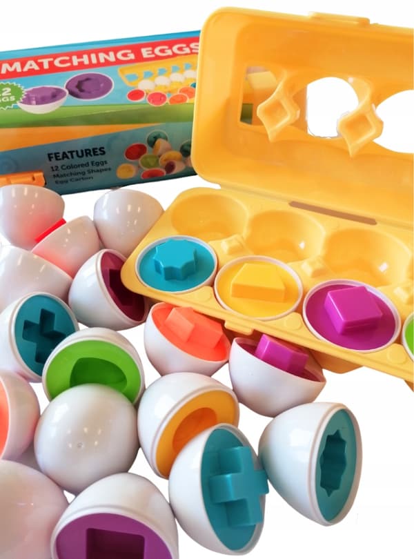 ÄGG Uddannelsespuslespil Sortering Matcha Form og Farve Montessori