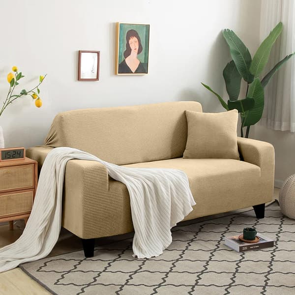 Soffskydd för 3-sits soffsäng i kamel jacquard