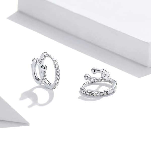 Pendientes de aro doble de plata 925