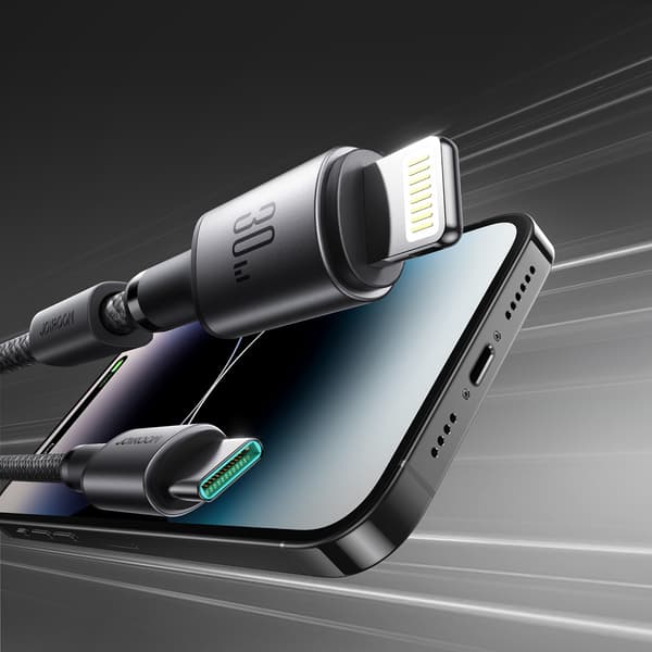 USB-C - iPhone Lightning-kabel med magnetisk hållare 1,2m - grå