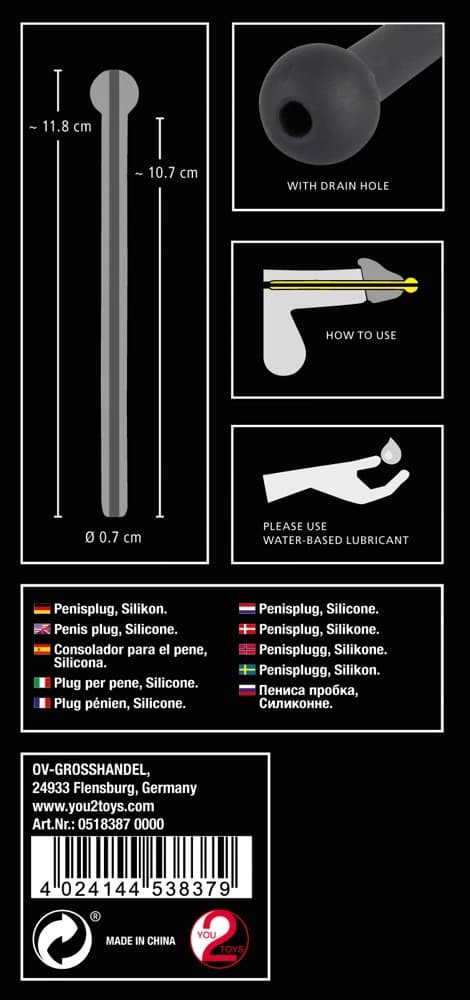 Penisprop Sort Urethral Dilatator med Kugle