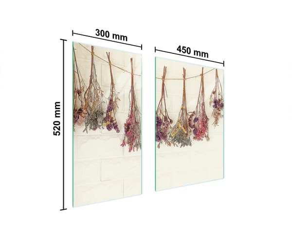 GLASSKYDDSPLÅT 75x52 BLOMMOR