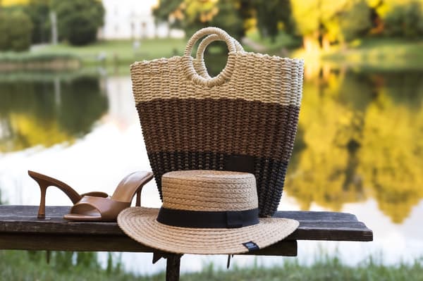 BSK-02 BEIGE PANAMA raffia-rantahattu