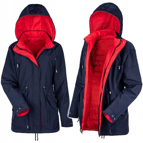 DOBBELTSIDIGT FJERPARKA MED HÆTTE 3 FARVER Transitional S Sort