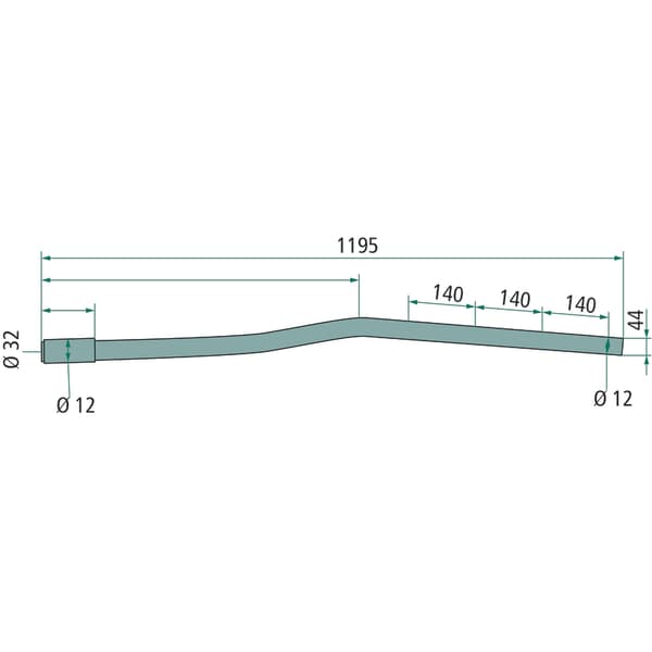 Tandfingerarm 119 cm til KUH GA K8009801