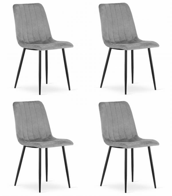 LAVA stol - ljusgrå sammet x 4
