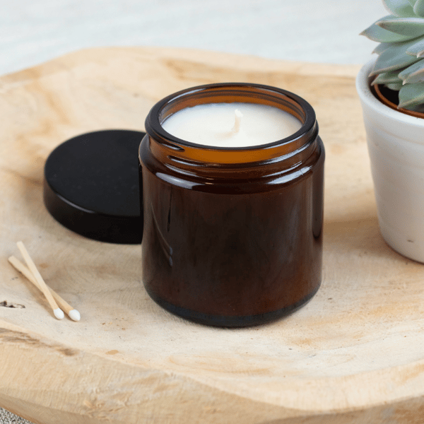 Brun glaskrukke til stearinlys 120 ml
