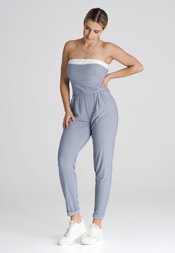 Lös jumpsuit med volanger grå S