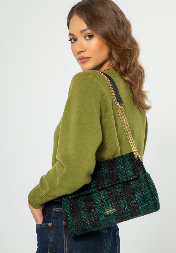 Wittchen Dame Bouclé Messenger Taske i Sort og Grøn Polyester