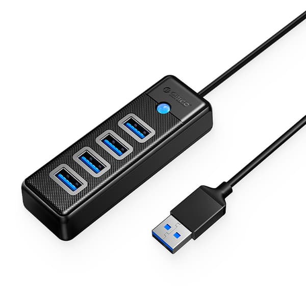 PW4U-U3 USB-A splitter hub - 4x USB-A - sort