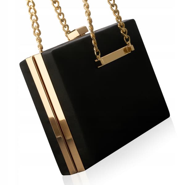BTD-LP-07 SORT Rektangulær clutch med kæde TWINKLE