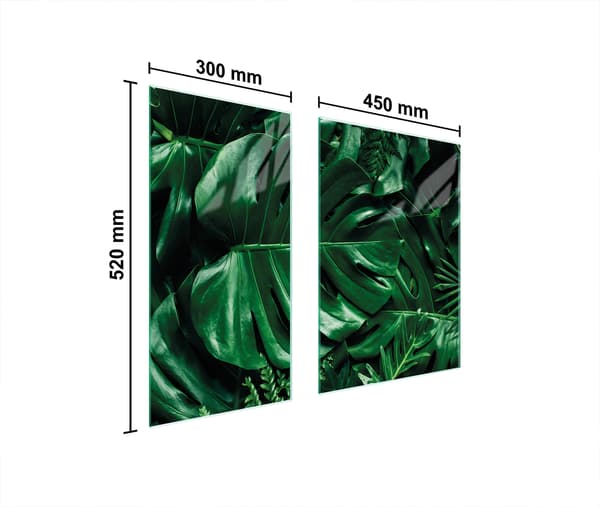 GLASSKYDDSPLÅT 75x52 MONSTERA
