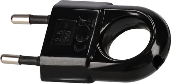Litteä pistoke kahvalla MUSTA 2.5A/250V