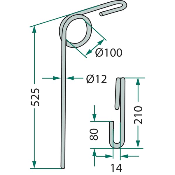 Fjäderbelastad såfinger 525x12 mm 10.ST-DO-1