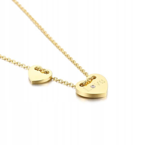 Collar de acero con corazón ajustable dorado