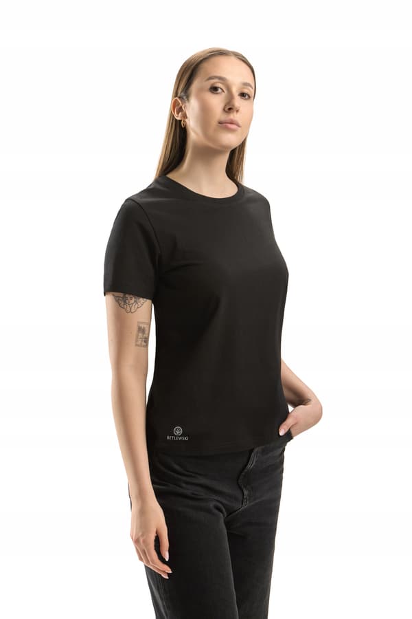 BDTS-01 L SORT bomulds-T-shirt til kvinder SIENNA