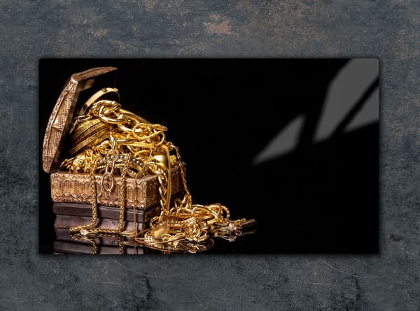 SKÄRBRÄDA I GLAS 52x30 GULD