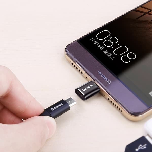 Mini Micro USB - USB-C -sovitin - musta