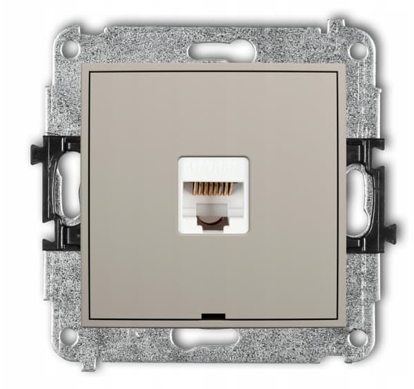 Enkelt computerstik RJ45 gråbrun Karlik Mini 60MGK-1