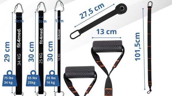FIT4MED justerbart pull-up-band med benstöd 16-74 kg