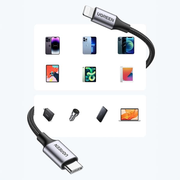 iPhone Lightning-kabel - USB-C 2.0 MFi 1m - Grå