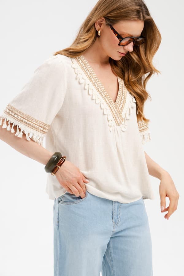 Damebluse Amanda Lys Beige 36