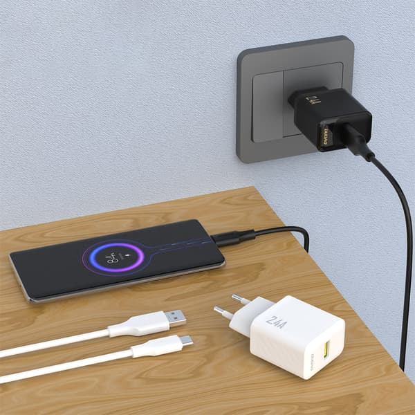 2.4A USB-A vægoplader - Hvid