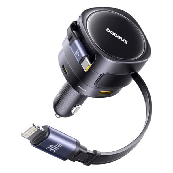 USB-C Biloplader med USB-C iPhone Lightning Kabel 90W - Sort